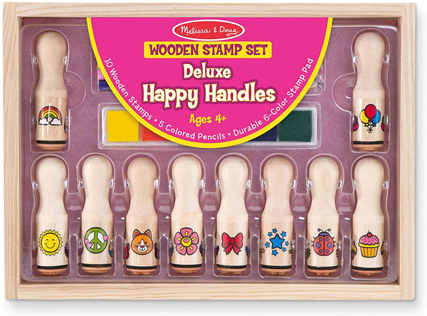 Melissa & Doug Wooden Stamp Set - Deluxe Happy Handles